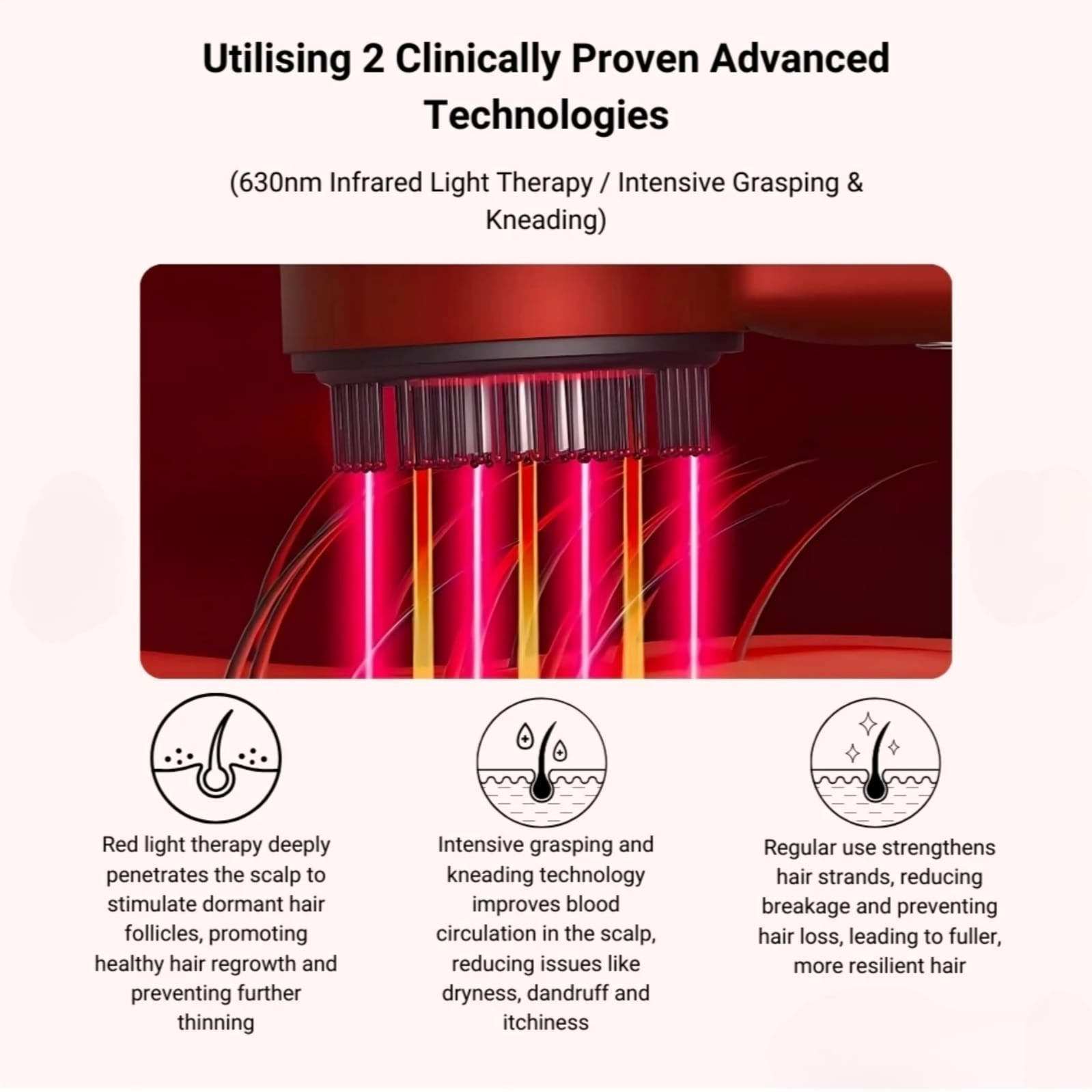 BUKHIRA Red Light Therapy Circular Massage Comb